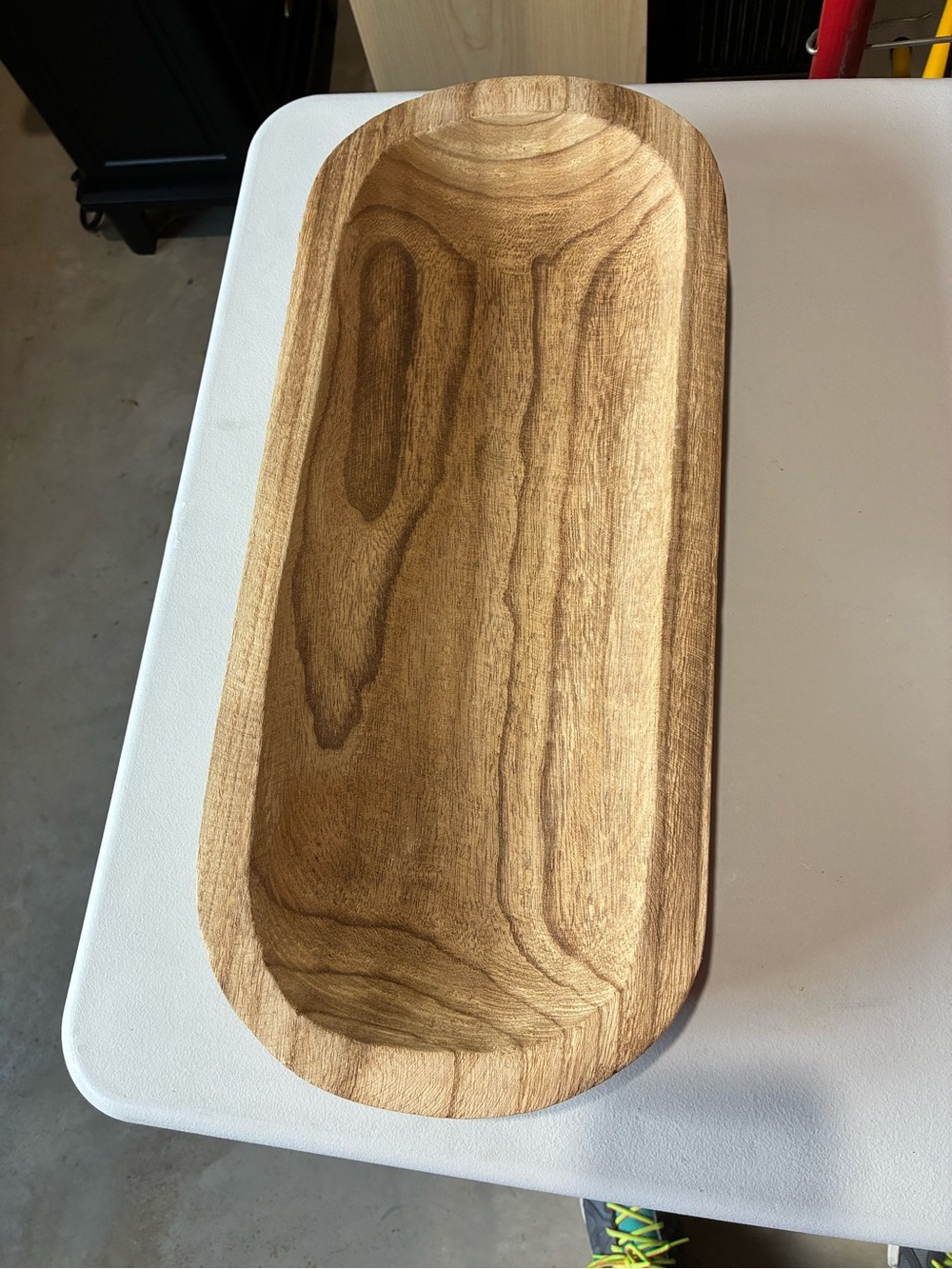 Hand-Carved Large Wooden Dough Bowl - Natural Wood - Picture 2 of 8